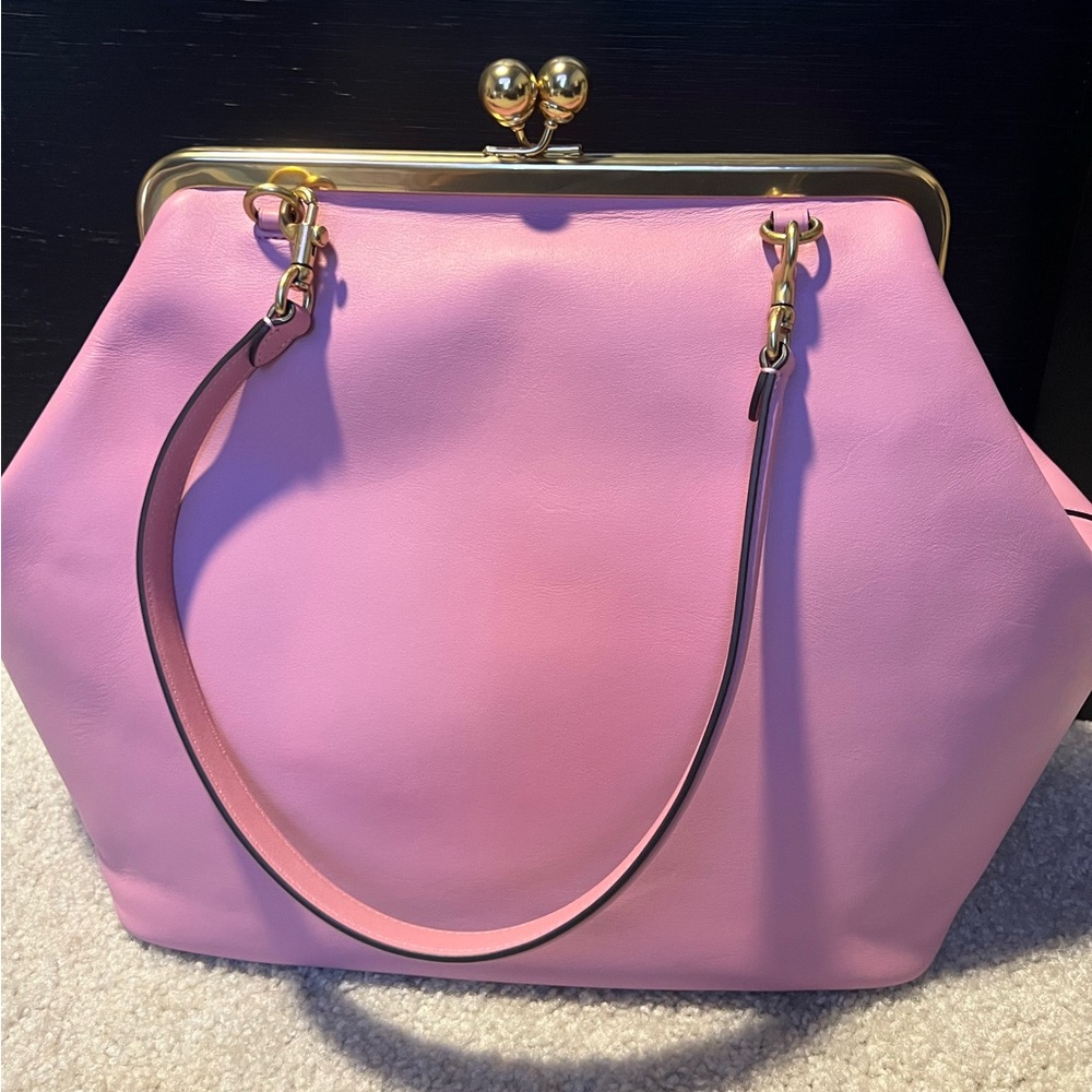 Pink Structured Frame-Top Women’s Handbag
